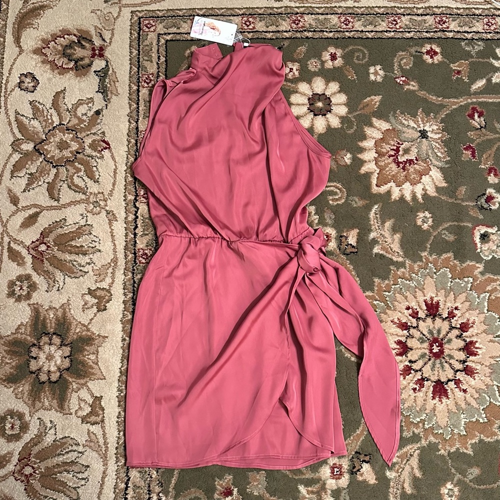 Pretty Garden Mock Neck Tie Waist Cocktail Party Dress - NEW WITH TAGS